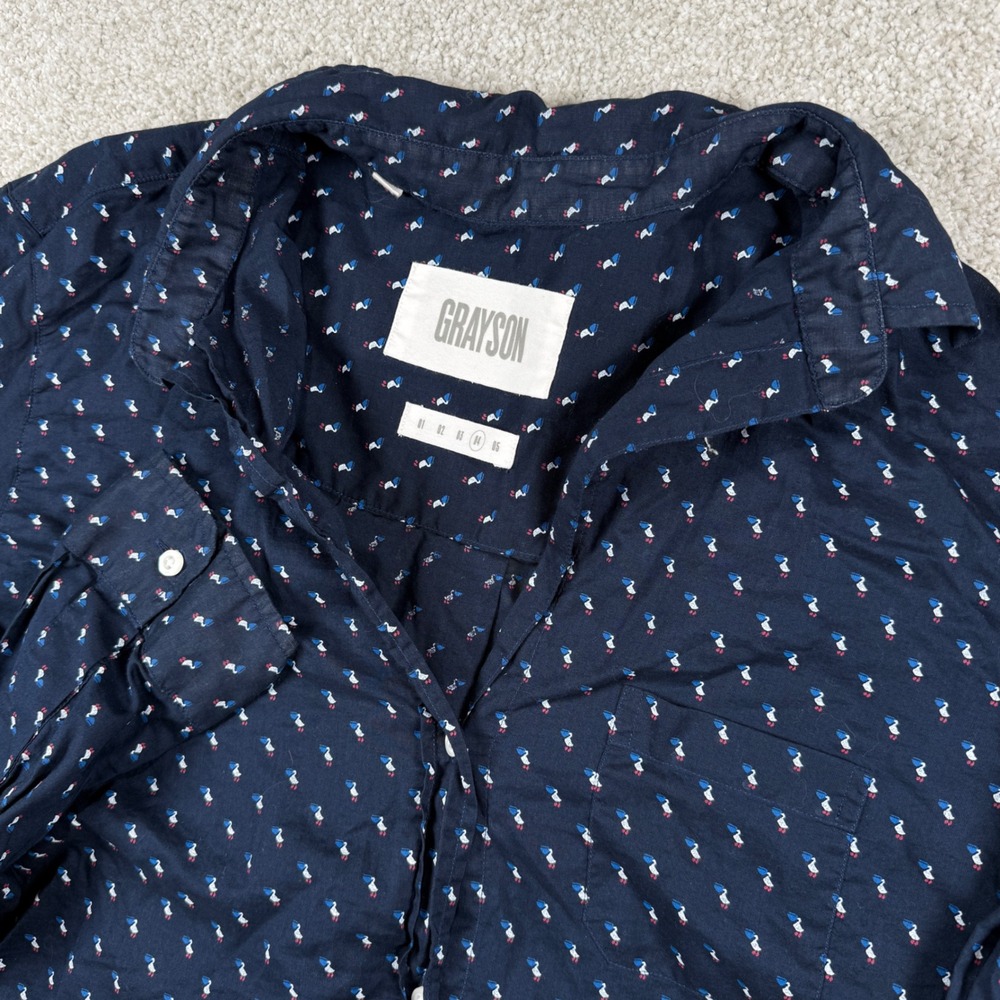 Grayson The Hero Shirt Womens 04 Navy Pelican Print Cotton Button Down